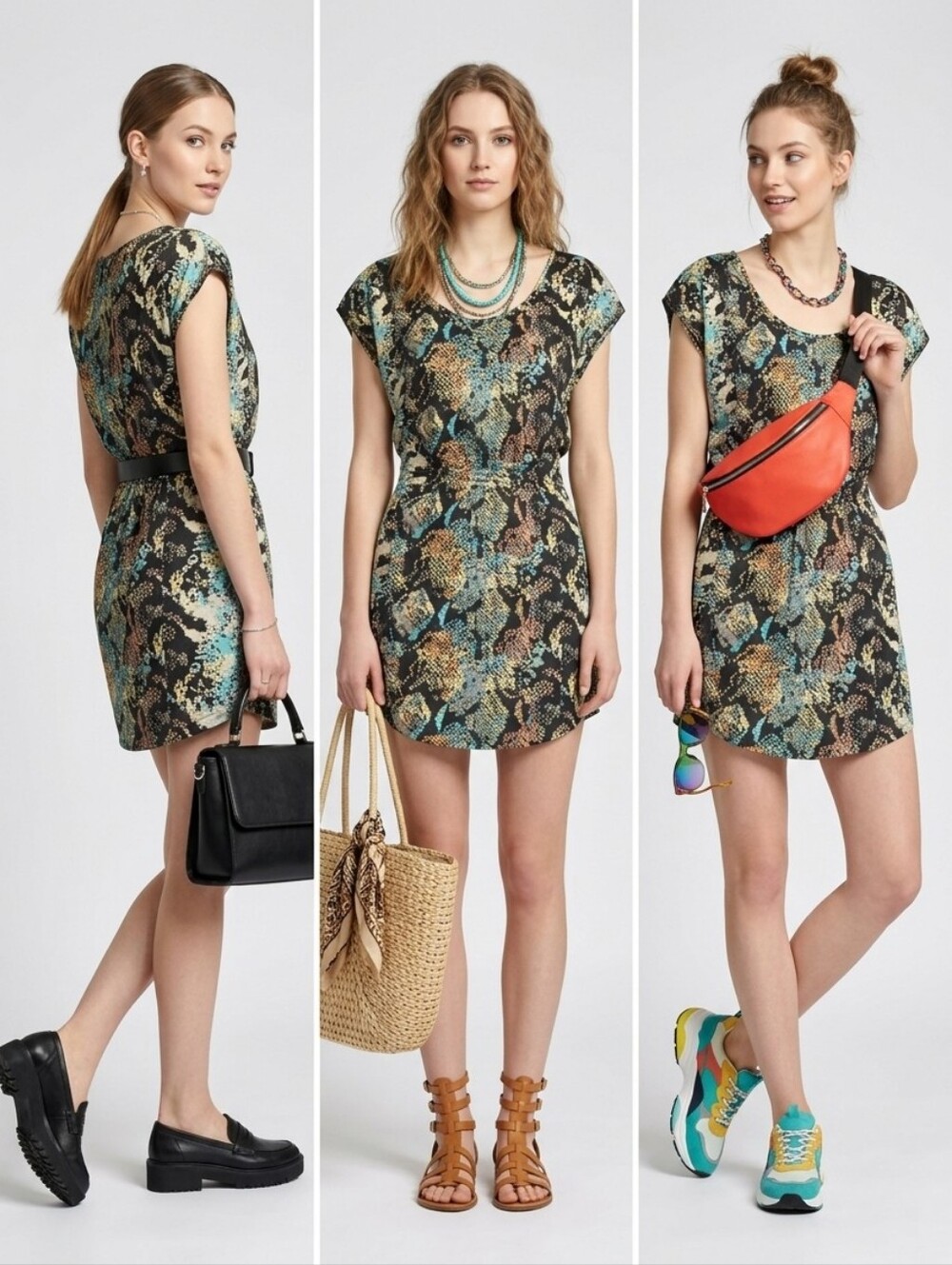 Buffalo David Bitton Green Black Flutter Sleeve Sundress